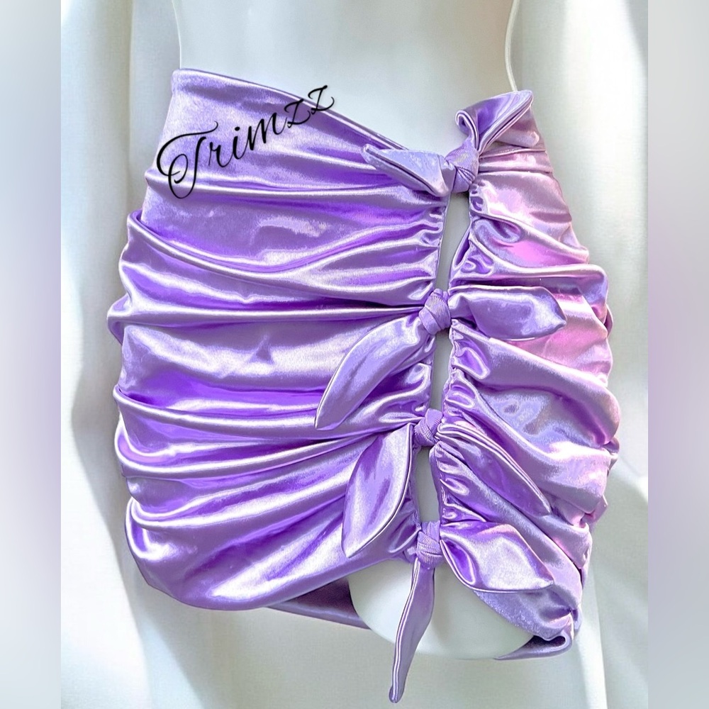 Size Small……..Purple Satin‎ Ruched Mini Skirt . New #451*. Sugar Thrillz